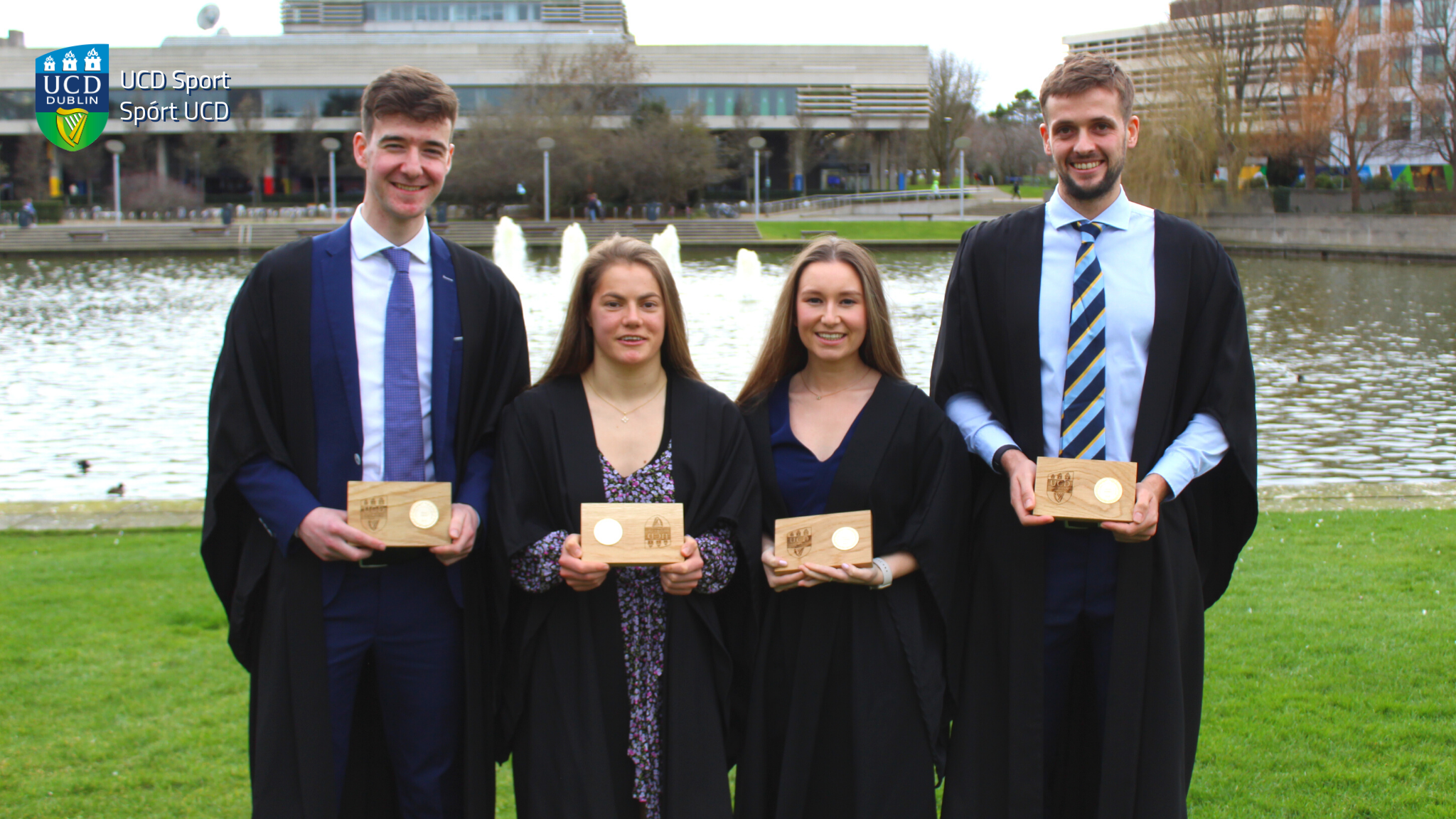 Christine Coffey (UCD Women's Rugby), Peter Dillon (UCD Equestrian), Shauna Fitzsimons (UCD Men’s Boat), David Somers (UCD Men’s Boat).